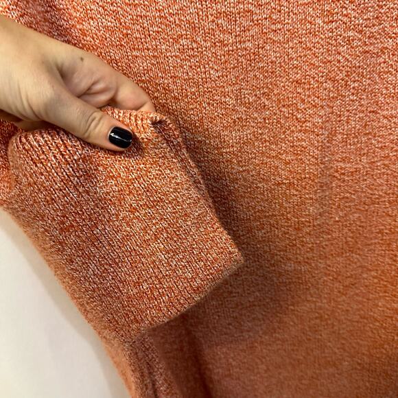 Cabi Foldover Heathered Orange Dolman 1/2 Sleeve Sweater Cotton Blend Medium - Picture 7 of 7